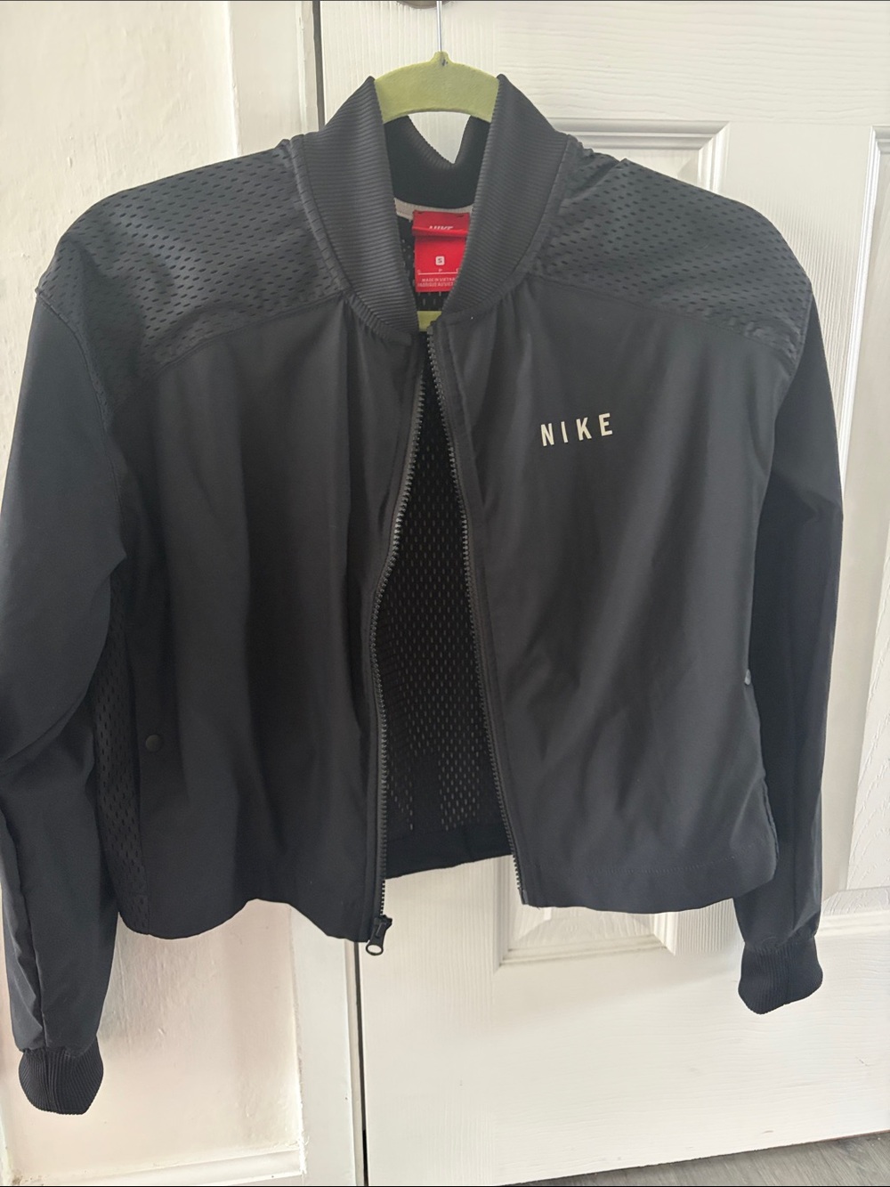 Nike Black Lightweight Mesh-Panel Bomber Jacket